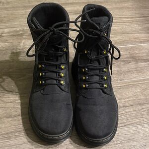 Men's Black Dr. Martens Airwave Lace Up Boot Size 10 w/Yellow Eyelet Accents